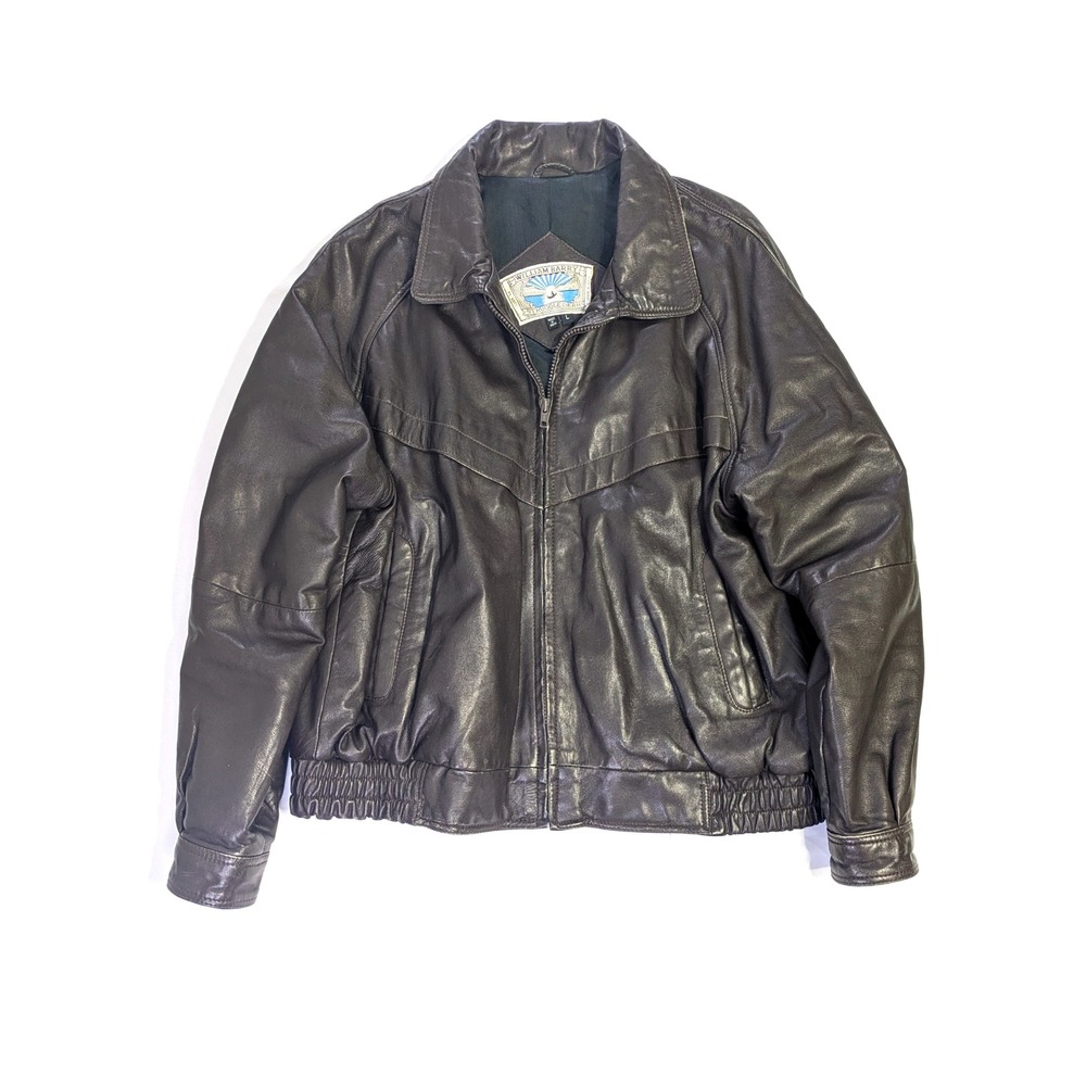 William Barry Struggle Gear Mens Lambskin Leather Bomber Jacket Brown Large L